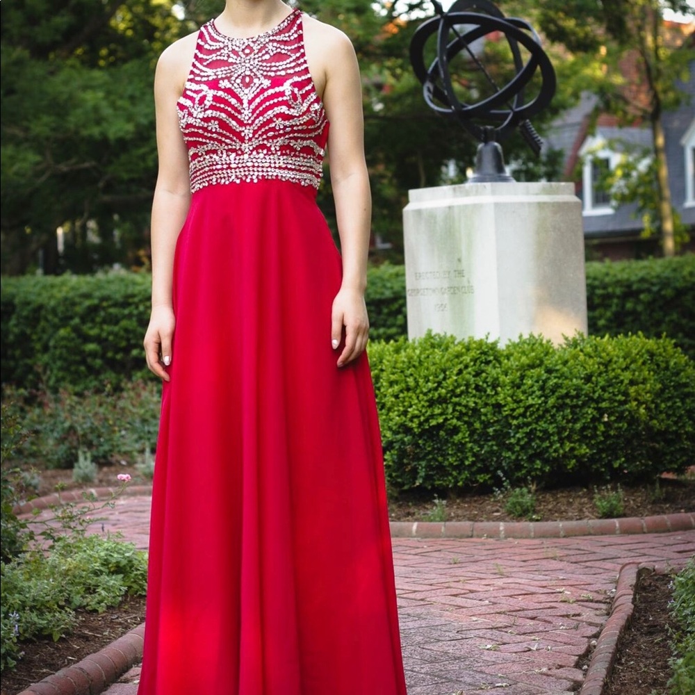 Long red formal dress